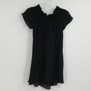 AMADI petite womens SP black off shoulder mini dress